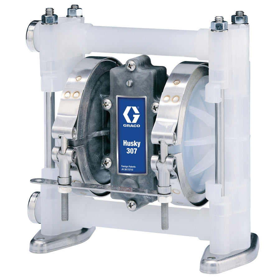 Graco Husky 307 PP (3/8 in. BSP) Standard Pump, PP Center Section, PP Seats, BN Balls & BN Diaphragm (D3B977)