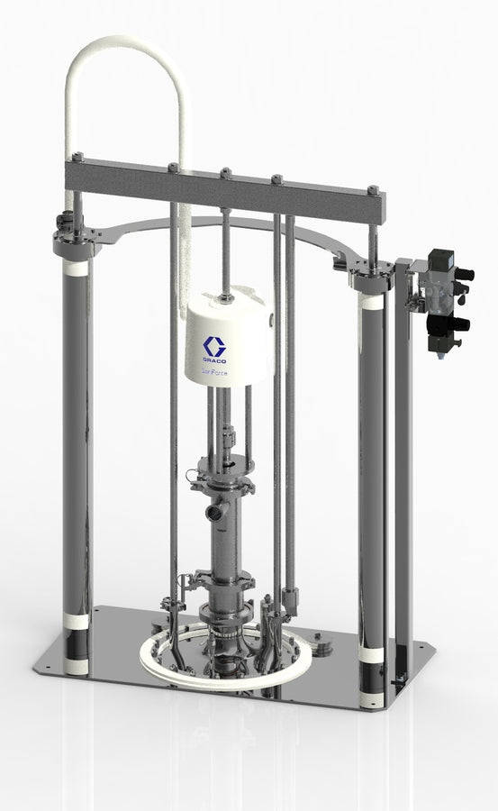 Graco SaniForce Ram Unit, Carbon Steel Frame, 12:1 PP, Static Wiper, Exposed Pneumatic Controls (SDU.B05BBC7AA0C21)