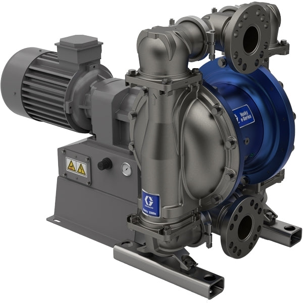 Graco Husky 3300e 3" SS Electric Diaphragm Pump; 7.5 Hp AC Motor, 240V CMPSR, Cntr Port Flange, AL Center, SP Seat, SP Ball, SP Diaphragm (659835)