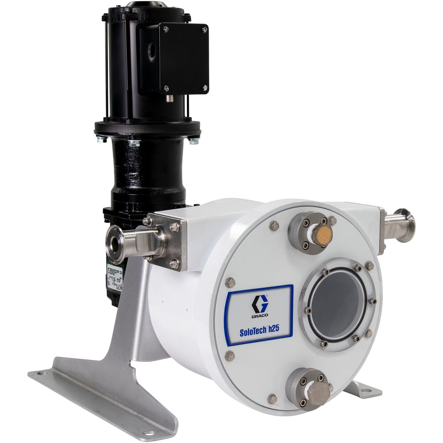 Graco SoloTech™ h25 Peristaltic Pump, 1 hp BLDC motor with gear reducer, .142-5.22 gpm, FDA Nitrile Hose, SST Sanitary Clamp Barb (19C726)