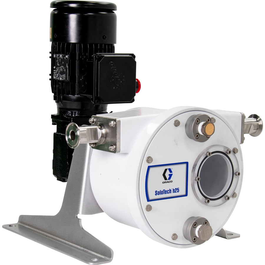 Graco SoloTech™ h25 Peristaltic Pump, Low-speed gear reducer no motor, IEC, FDA Nitrile Hose, SST Sanitary Clamp Barb (19C727)