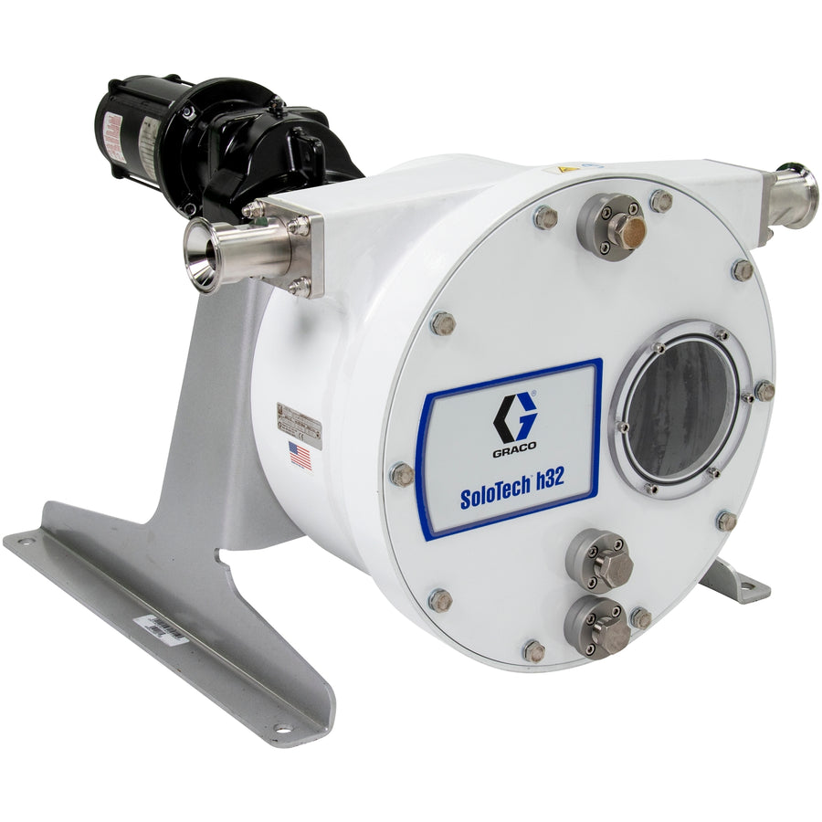 Graco SoloTech™ h32 Peristaltic Pump, 2.2 hp BLDC motor with gear reducer, .5-18 gpm, FDA Nitrile Hose, SST Sanitary Clamp Barb (19D079)