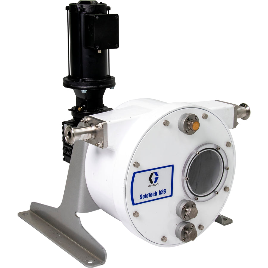 Graco SoloTech™ h26 Peristaltic Pump, 2.2 hp BLDC motor with gear reducer, 1.70-10.2 gpm, FDA Nitrile Hose, SST Sanitary Clamp Barb (19D090)