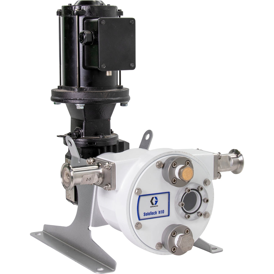 Graco SoloTech™ h16 Peristaltic Pump, 1 hp BLDC motor with gear reducer, .01-.67 gpm, FDA Nitrile Hose, SST Sanitary Clamp Barb (19D145)