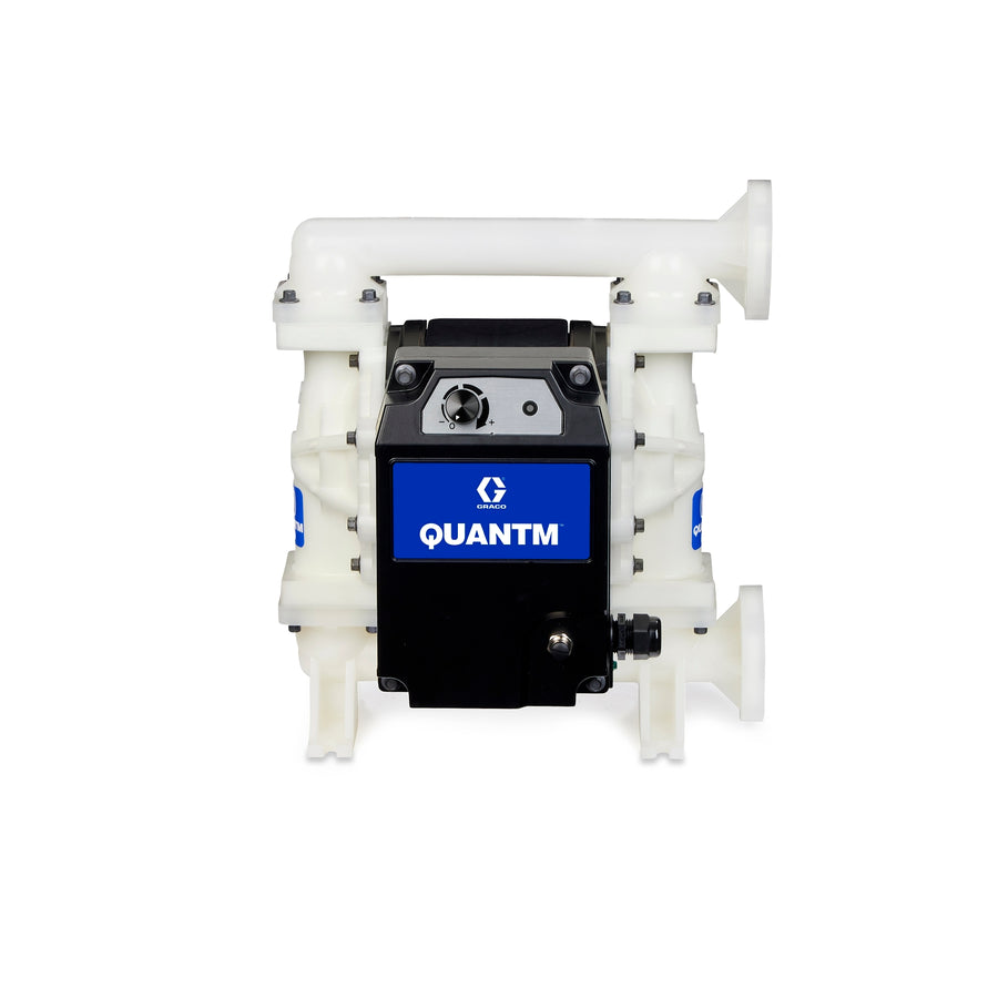 Graco QUANTM i30, 1"Flange, Polypropylene Electric Diaphragm Pump, 240 VAC 1Ph, AL Center, PP Seat, TP Ball, TP Diaphragm (TE30-0292)