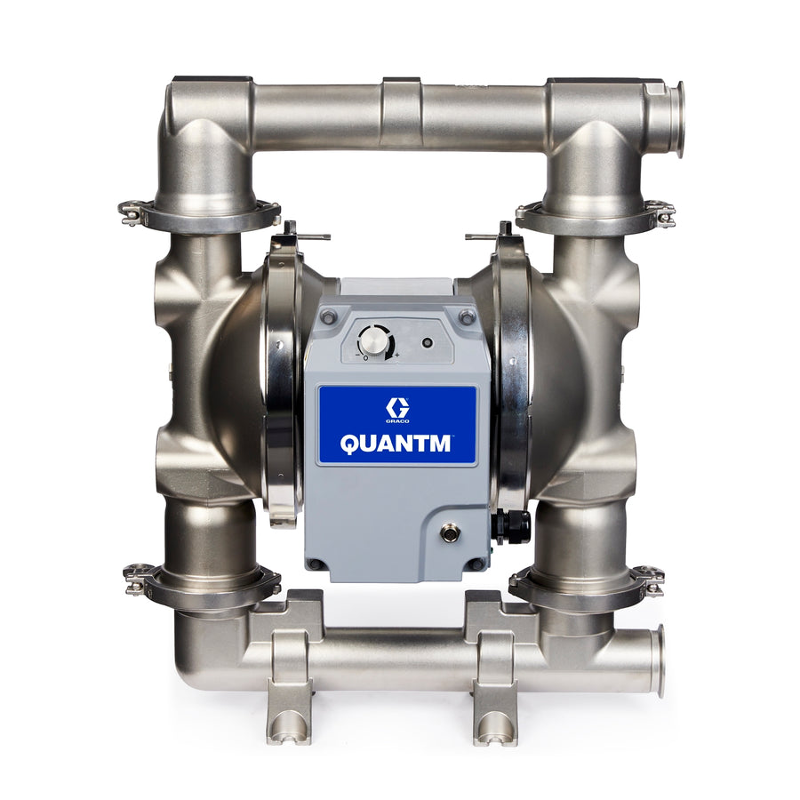 Graco QUANTM h120, 2" FG SST Electric Diaphragm Pump, 200-240 V, FEP AL Center, SS Seat, EP Ball, EO Diaphragm (HE120-0345)