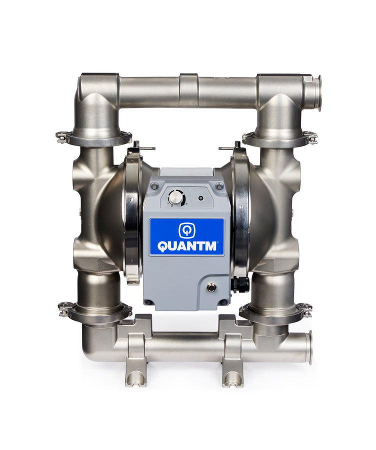 Graco QUANTM h120, 2" FG SST Electric Diaphragm Pump, 200-240 V, FEP AL Center, SS Seat, BN Ball, BN Diaphragm (HE120-0200)