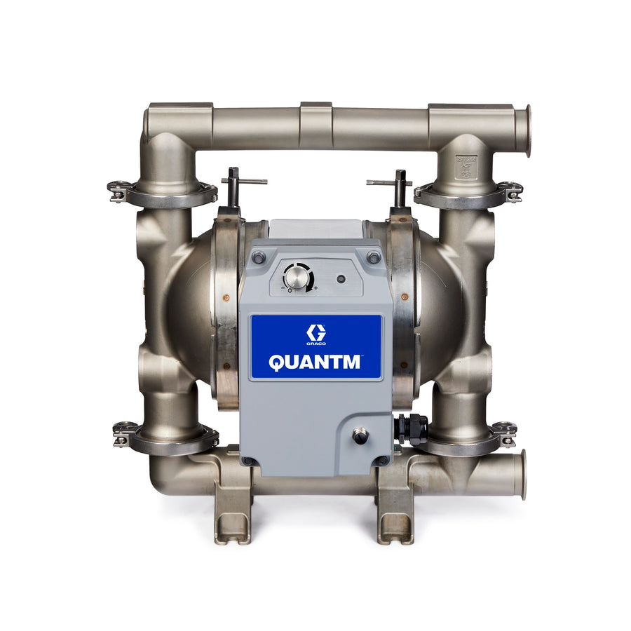Graco QUANTM h80, 1.5"Hygienic DIN, FG SST Electric Diaphragm Pump, 200-240 V, FEP AL Center, SS Seat, EP Ball, EO Diaphragm (HE80-0021)