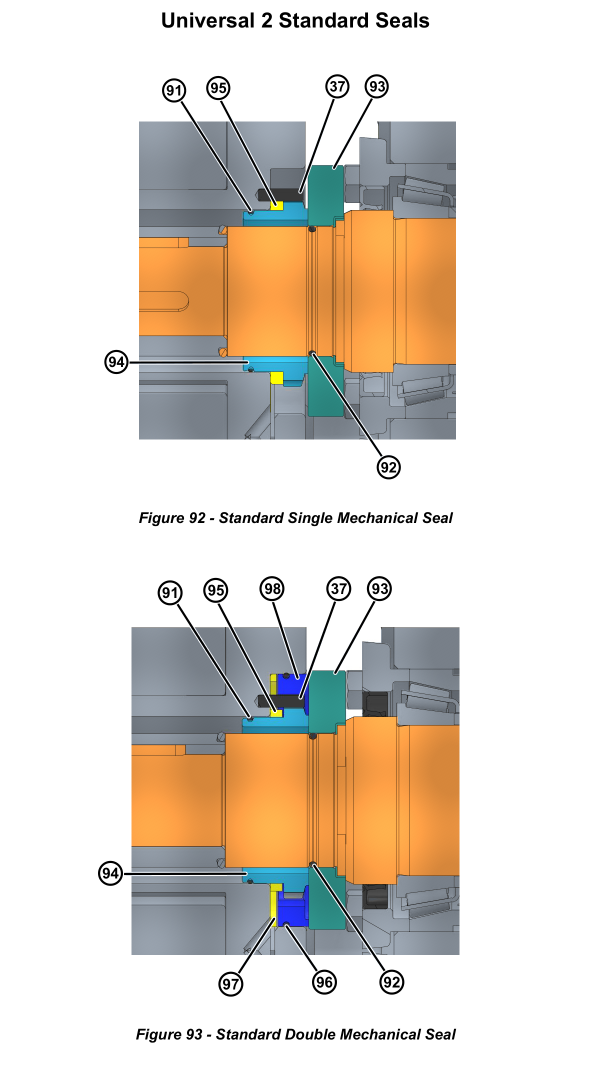 Enhanced Waukesha Universal 2 mechanical seal parts drawing